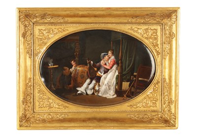Lot 61 - A LARGE 19TH CENTURY CONTINENTAL KPM STYLE PORCELAIN HANGING PLAQUE