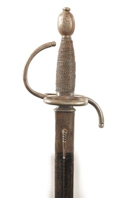 Lot 459 - A SWEPT HILT RAPIER WITH DOUBLE EDGE BLADE SIGNED AUG SCHNEIDER BERLIN IN A BLACK LEATHER