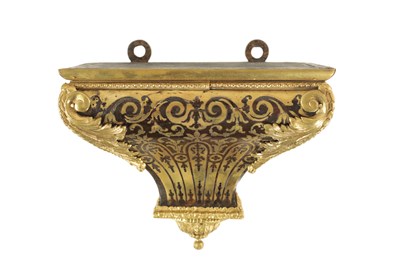 Lot 1058 - A 19TH CENTURY FRENCH CONTRA BOULLE TORTOISESHELL BRACKET CLOCK WALL MOUNT