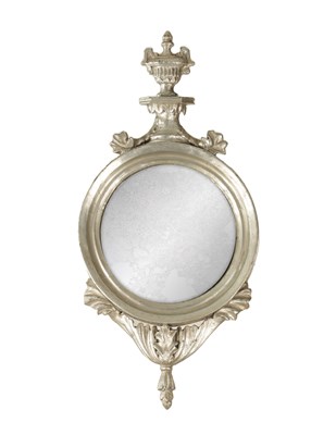 Lot 1359 - A REGENCY OVERPAINTED CONVEX HANGING MIRROR