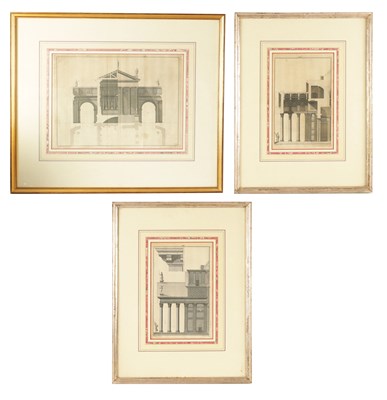 Lot 761 - A SET OF 19TH CENTURY THREE ARCHITECTURAL DETAILING ENGRAVINGS