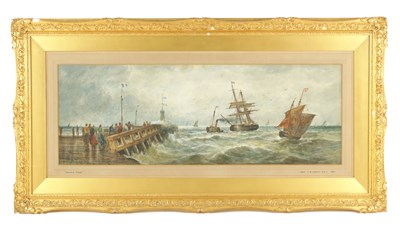Lot 843 - THOMAS BUSH HARDY, RBA (1842-1897) TITLED 'CALAIS PIER' WATERCOLOUR