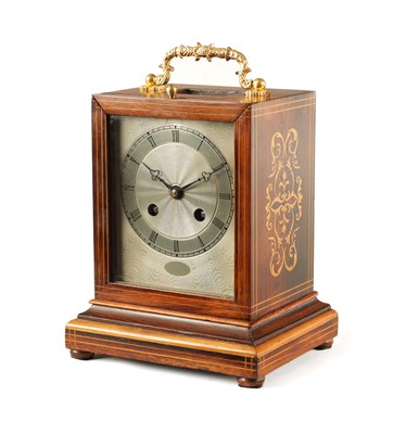 Lot 943 - A MID 19TH CENTURY FRENCH INLAID ROSEWOOD MANTEL CLOCK