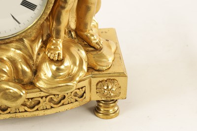 Lot 918 - AN ENGLISH REGENCY ORMOLU DOUBLE FUSEE FIGURAL MANTEL CLOCK