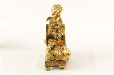 Lot 918 - AN ENGLISH REGENCY ORMOLU DOUBLE FUSEE FIGURAL MANTEL CLOCK