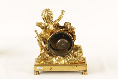 Lot 918 - AN ENGLISH REGENCY ORMOLU DOUBLE FUSEE FIGURAL MANTEL CLOCK