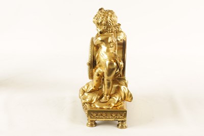 Lot 918 - AN ENGLISH REGENCY ORMOLU DOUBLE FUSEE FIGURAL MANTEL CLOCK