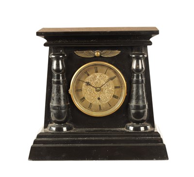 Lot 1048 - AN ENGLISH REGENCY EGYPTIAN REVIVAL FUSEE MANTEL CLOCK