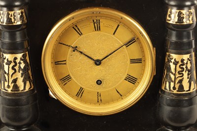 Lot 959 - BARRAUD & LUNDS, LONDON. AN ENGLISH REGENCY EGYPTIAN REVIVAL FUSEE MANTEL CLOCK
