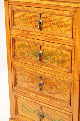 Lot 1329 - A FINE EXHIBITION QUALITY OVERSIZED 19TH CENTURY PAINTED SATINWOOD POP-UP PIANO TOP DAVENPORT ATTRIBUTED TO WRIGHT AND MANSFIELD