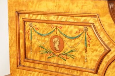 Lot 1329 - A FINE EXHIBITION QUALITY OVERSIZED 19TH CENTURY PAINTED SATINWOOD POP-UP PIANO TOP DAVENPORT ATTRIBUTED TO WRIGHT AND MANSFIELD