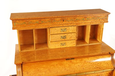 Lot 1329 - A FINE EXHIBITION QUALITY OVERSIZED 19TH CENTURY PAINTED SATINWOOD POP-UP PIANO TOP DAVENPORT ATTRIBUTED TO WRIGHT AND MANSFIELD