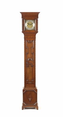 Lot 960 - AN EDWARDIAN OAK CASED WEIGHT DRIVEN GRAND DAUGHTER CLOCK