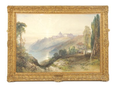 Lot 851 - WILLIAM CALLOW (BRITISH, 1812 - 1908) A 19TH CENTURY WATERCOLOUR LANDSCAPE 'CASTEL GANDOLFO'