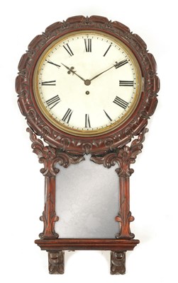 Lot 1055 - A 19TH CENTURY MAHOGANY 12" FUSEE DROP DIAL WALL CLOCK