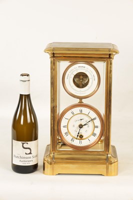 Lot 964 - A LATE 19TH CENTURY FOUR-GLASS 400-DAY MANTEL CLOCK WITH BAROMETER