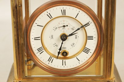 Lot 964 - A LATE 19TH CENTURY FOUR-GLASS 400-DAY MANTEL CLOCK WITH BAROMETER