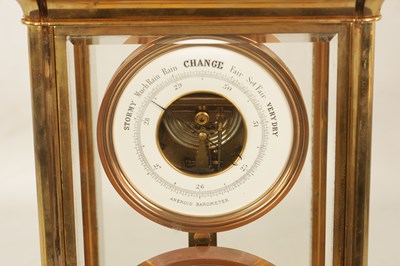 Lot 964 - A LATE 19TH CENTURY FOUR-GLASS 400-DAY MANTEL CLOCK WITH BAROMETER