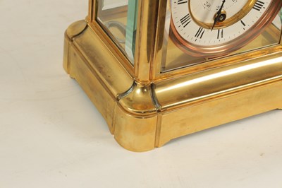 Lot 964 - A LATE 19TH CENTURY FOUR-GLASS 400-DAY MANTEL CLOCK WITH BAROMETER