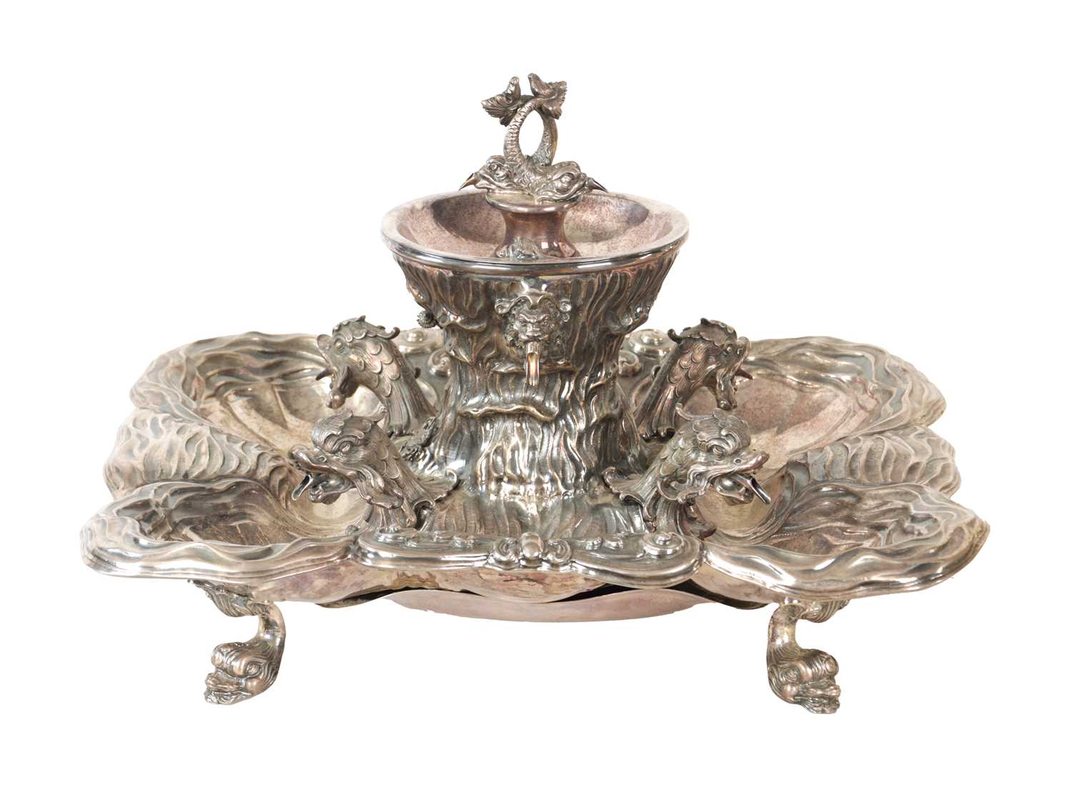 Lot 426 - AN IMPRESSIVE LARGE 20TH CENTURY ITALIAN SOLID SILVER ELECTRIC WINE FOUNTAIN CENTERPIECE CIRCA 1950