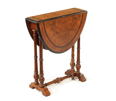 Lot 1352 - A VICTORIAN BURR WALNUT CROSSBANDED SUTHERLAND TABLE