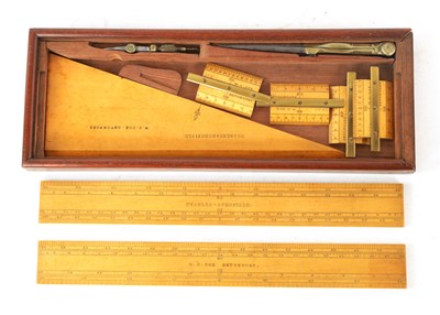 Lot 498 - A LATE 19TH CENTURY CASED SET OF ARCHITECTS BOXWOOD RULES