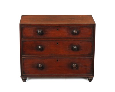 Lot 1377 - AN EARLY 19TH CENTURY MAHOGANY MINIATURE APPRENTICE CHEST OF DRAWERS