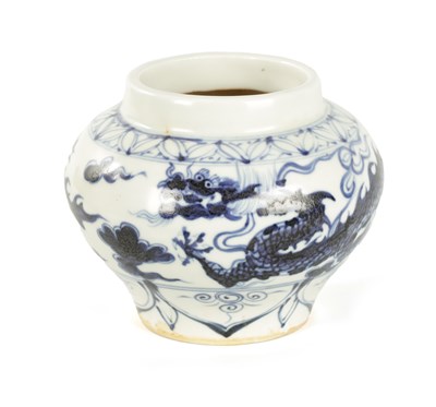 Lot 123 - A CHINESE BLUE AND WHITE SHOULDERED VASE OF MING DESIGN