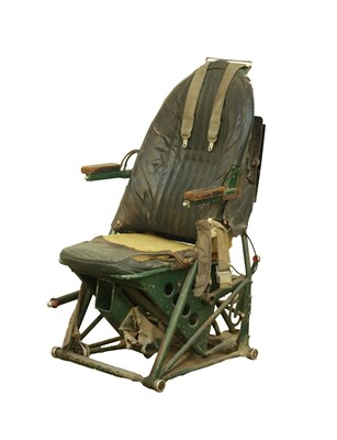 Lot 85 - AN EARLY AIRCRAFT LEATHER UPHOLSTERED PILOTS SEAT