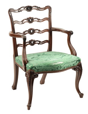 Lot 905 - A GOOD GEORGE III STYLE 'HEPPLEWITE' MAHOGANY OPEN ARMCHAIR