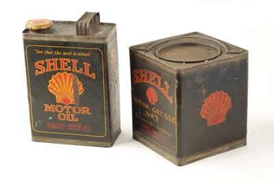 Lot 17 - AN EARLY SHELL MOTOR GREASE CAN AND MOTOR OIL CAN