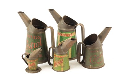 Lot 20 - A COLLECTION OF FIVE VINTAGE CASTROL OIL CANS
