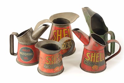 Lot 13 - A COLLECTION OF FIVE VINTAGE MOTOR OIL CANS