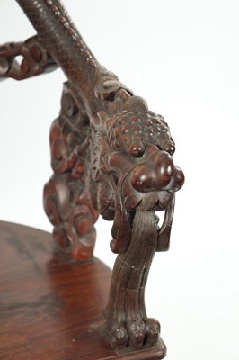 Lot 84 - A GOOD 19TH CENTURY CHINESE CARVED HARDWOOD ARMCHAIR