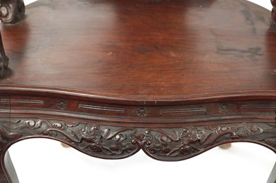 Lot 84 - A GOOD 19TH CENTURY CHINESE CARVED HARDWOOD ARMCHAIR
