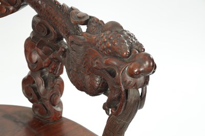Lot 84 - A GOOD 19TH CENTURY CHINESE CARVED HARDWOOD ARMCHAIR