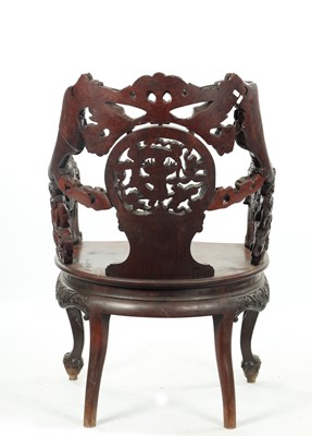 Lot 84 - A GOOD 19TH CENTURY CHINESE CARVED HARDWOOD ARMCHAIR