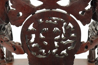 Lot 84 - A GOOD 19TH CENTURY CHINESE CARVED HARDWOOD ARMCHAIR