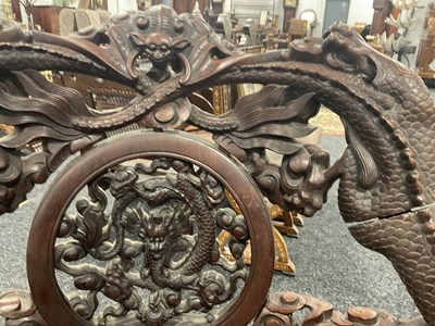 Lot 84 - A GOOD 19TH CENTURY CHINESE CARVED HARDWOOD ARMCHAIR