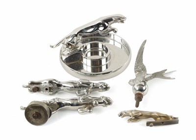 Lot 77 - A VINTAGE COLLECTION OF FIVE JAGUAR CAR MASCOTS
