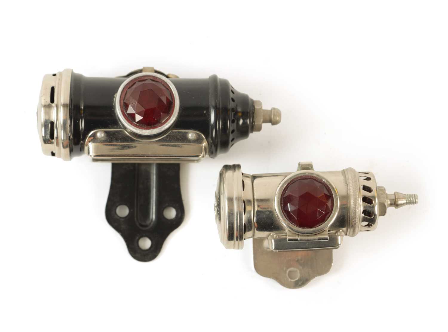 Lot 29 - A JOSEPH LUCAS CHROMED CYCLE REAR LIGHT NO.344 AND ANOTHER BLACK AND CHROME EXAMPLE