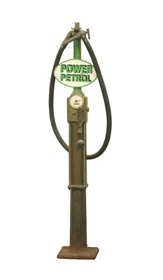 Lot 42 - A VINTAGE 'POWER' HAND CRANKED PETROL PUMP