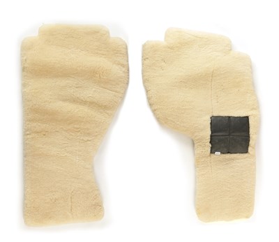 Lot 33 - TWO SHEEPSKIN FOOTWELL MATS POSSIBLY FOR A FERRARI