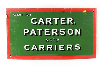 Lot 91 - A VINTAGE CARTER PATTERSON & CO. LD. CARRIERS RECTANGULAR ENAMEL SIGN
