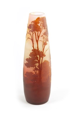 Lot 20 - AN EMILE GALLE (1846-1904) OVOID TAPERING PINK GLASS VASE