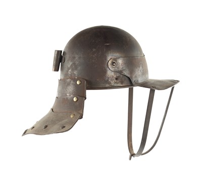 Lot 136 - A TUDOR STYLE IRONWORK LOBSTER TAIL HELMET