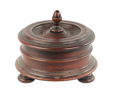 Lot 358 - AN 18TH CENTURY MAHOGANY TREEN WARE LIDDED BOX