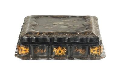 Lot 360 - A GOOD 19TH CENTURY PAPIER MACHE GAMES BOX