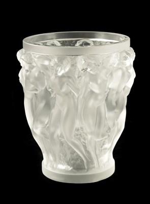 Lot 17 - A 20TH CENTURY LALIQUE BACCHANTES FROSTED GLASS VASE