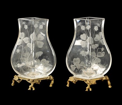 Lot 30 - A PAIR OF 19TH CENTURY FRENCH ROCK CRYSTAL ORMOLU MOUNTED VASES